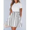 CUPSHE Women’s Floral Paisley Mini Beach Dress Crew Neck Short Sleeve Belted Tie A Line Stripe Mini Summer Dresses(White)