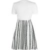 CUPSHE Women’s Floral Paisley Mini Beach Dress Crew Neck Short Sleeve Belted Tie A Line Stripe Mini Summer Dresses(White)