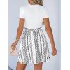 CUPSHE Women’s Floral Paisley Mini Beach Dress Crew Neck Short Sleeve Belted Tie A Line Stripe Mini Summer Dresses(White)
