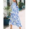CUPSHE Womens Floral Print Maxi Dress Long Sleeve Smocked Waist Scoop Neck Flowy Fall Elegant Boho Dress(Blue)