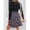 CUPSHE Women’s Floral Ruffled Mini Dress V Neck Long Sleeve Waist Tie Lace Trim Casual Dresses(Black Floral)