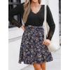 CUPSHE Women’s Floral Ruffled Mini Dress V Neck Long Sleeve Waist Tie Lace Trim Casual Dresses(Black Floral)