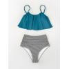 CUPSHE Women’s High Waisted Falbala Bikini Set(Green)