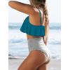 CUPSHE Women’s High Waisted Falbala Bikini Set(Green)