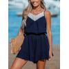 CUPSHE Women’s Jumpsuits Flared Lace Sleeveless Romper Wide leg Overall V Neck Outfit Casual Dressy(Blue)