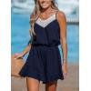 CUPSHE Women’s Jumpsuits Flared Lace Sleeveless Romper Wide leg Overall V Neck Outfit Casual Dressy(Blue)