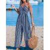 CUPSHE Women’s Jumpsuits Halter Neck Sleeveless Wide Leg Overall Backless Outfit Casual Beach(Blue)