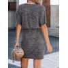 CUPSHE Women’s Knit Ruched Drawstring Dress Short Dolman Sleeves Round Neckline Dresses Casual Summer(Grey)