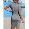 CUPSHE Women’s Knit Ruched Mini Dress Ruffle Hem Crew Neck Short Sleeve Bodycon Summer Dresses(Grey)