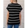 CUPSHE Womens Knit Short Sleeve Sweater Striped Crew Neck Cap Sleeve Top Casual Pullover Tops(White Stripe)