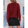 CUPSHE Women’s Knit Sweater Crew Neck Long Sleeve Pullover Contrast Stitching Bow Tie Fall Winter Casual(Red)