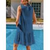 CUPSHE Women’s Lace Bathing Suit Cover Up Sleeveless V-Neck Swimsuit Coverup Ruffle Swimwear Beach Dress(Blue)