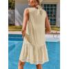 CUPSHE Women’s Lace Bathing Suit Cover Up Sleeveless V-Neck Swimsuit Coverup Ruffle Swimwear Beach Dress(Khaki)
