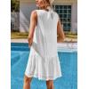 CUPSHE Women’s Lace Bathing Suit Cover Up Sleeveless V-Neck Swimsuit Coverup Ruffle Swimwear Beach Dress(White)