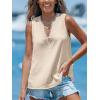 CUPSHE Womens Lace Top V Neck Sleeveless Summer Beach Tank Top Blouse Shirt(Beige)
