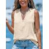 CUPSHE Womens Lace Top V Neck Sleeveless Summer Beach Tank Top Blouse Shirt(Beige)