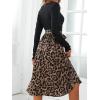 CUPSHE Womens Leopard Print Panel A Line Midi Dress Long Sleeve V Neck Waist Tie Wrap Casual Fall Dresses(Multicoloured)