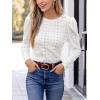 CUPSHE Women’s Long Sleeve Blouse Crewneck Knit Tops Casual Loose Shirt 2024 Fall Outfit Clothes(White)