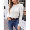 CUPSHE Women’s Long Sleeve Blouse Crewneck Knit Tops Casual Loose Shirt 2024 Fall Outfit Clothes(White)