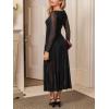 CUPSHE Women’s Long Sleeve Bodycon Maxi Dress Mesh Ruched Slim Dress Formal Wedding Guest Cocktail Evening Dress(Black)