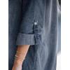 CUPSHE Women’s Long Sleeve Denim Shirt Dress Casual V Neck Mini Distressed Roll Tab Jean Dresses(Dark Blue)