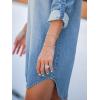 CUPSHE Women’s Long Sleeve Denim Shirt Dress Casual V Neck Mini Distressed Roll Tab Jean Dresses(White and Black)