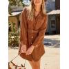 CUPSHE Womens Long Sleeve Fall Dresses Button Casual Belted Corduroy Pockets Fitted Work Mini Shirt Dress(Brown)
