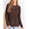 CUPSHE Women’s Long Sleeve Knit Sweaters Crewneck Pullover Fall Sweater Casual Jumper Tops(Brown)