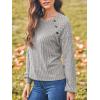 CUPSHE Women’s Long Sleeve Ribbed Knit Sweater 2024 Crewneck Pullover Tops with Buttons(Khaki)