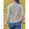 CUPSHE Women’s Long Sleeve Ribbed Knit Sweater 2024 Crewneck Pullover Tops with Buttons(Khaki)