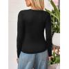 CUPSHE Womens Long Sleeve Shirts Built in Bra Casual Knit Tops Fall Fashion 2025 Round Neck Basic Crop Tops(Black)