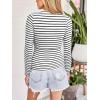 CUPSHE Womens Long Sleeve Shirts Built in Bra Casual Knit Tops Fall Fashion 2025 Round Neck Basic Crop Tops(Stripe)