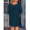 CUPSHE Womens Long Sleeve Sweater Dress V Neck Loose Fit Ribbed Knit Pullover Mini Dress Fall Outfit(Navy Blue)