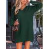 CUPSHE Womens Long Sleeve Sweater Dress V Neck Loose Fit Ribbed Knit Pullover Mini Dress Fall Outfit(Olive Green)