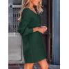 CUPSHE Womens Long Sleeve Sweater Dress V Neck Loose Fit Ribbed Knit Pullover Mini Dress Fall Outfit(Olive Green)