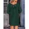 CUPSHE Womens Long Sleeve Sweater Dress V Neck Loose Fit Ribbed Knit Pullover Mini Dress Fall Outfit(Olive Green)