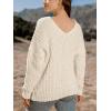 CUPSHE Women’s Long Sleeve Sweater V Neck Comfy Loose Oversized Knit Pullover Sweaters(White)