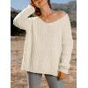 CUPSHE Women’s Long Sleeve Sweater V Neck Comfy Loose Oversized Knit Pullover Sweaters(White)