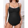 CUPSHE Women’s Maternity One Piece Swimsuit Adjustable Strap Ruched Shell Stitched Back Cutout Bathing Suit for Pregnancy(Black)