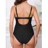 CUPSHE Women’s Maternity One Piece Swimsuit Adjustable Strap Ruched Shell Stitched Back Cutout Bathing Suit for Pregnancy(Black)