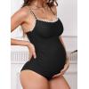 CUPSHE Women’s Maternity One Piece Swimsuit Adjustable Strap Ruched Shell Stitched Back Cutout Bathing Suit for Pregnancy(Black)