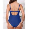CUPSHE Women’s Maternity One Piece Swimsuit Adjustable Strap Ruched Shell Stitched Back Cutout Bathing Suit for Pregnancy(Navy Blue)