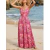 CUPSHE Women’s Maxi Dress Floral Print Twisted V Neck Sleeveless Long Dress Summer Casual Dress(Cranberry Pink)