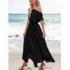 CUPSHE Women’s Maxi Dresses Casual Summer Sundress Sleeveless Smocked One Shoulder Ruffled Long Beach Formal Dress(Black)