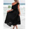 CUPSHE Women’s Maxi Dresses Casual Summer Sundress Sleeveless Smocked One Shoulder Ruffled Long Beach Formal Dress(Black)