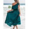 CUPSHE Women’s Maxi Dresses Casual Summer Sundress Sleeveless Smocked One Shoulder Ruffled Long Beach Formal Dress(Teal)