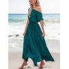 CUPSHE Women’s Maxi Dresses Casual Summer Sundress Sleeveless Smocked One Shoulder Ruffled Long Beach Formal Dress(Teal)