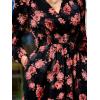 CUPSHE Womens Maxi Dresses V Neck Casual Floral Long Sleeve Fall Outfit Smocked Pockets Flowy Garden Party Dress(Black Floral)