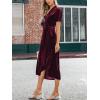 CUPSHE Women’s Midi Dress Emerald V Neck Belted Short Sleeve Ribbed Knit Flowy Party Cocktail Dresses(Burgundy)