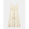 CUPSHE Women’s Mini Dress Lace Boho Tassel V-Neck Flare Ruffle Adjustable Straps Beach Summer Short Dress(Beige-mini)